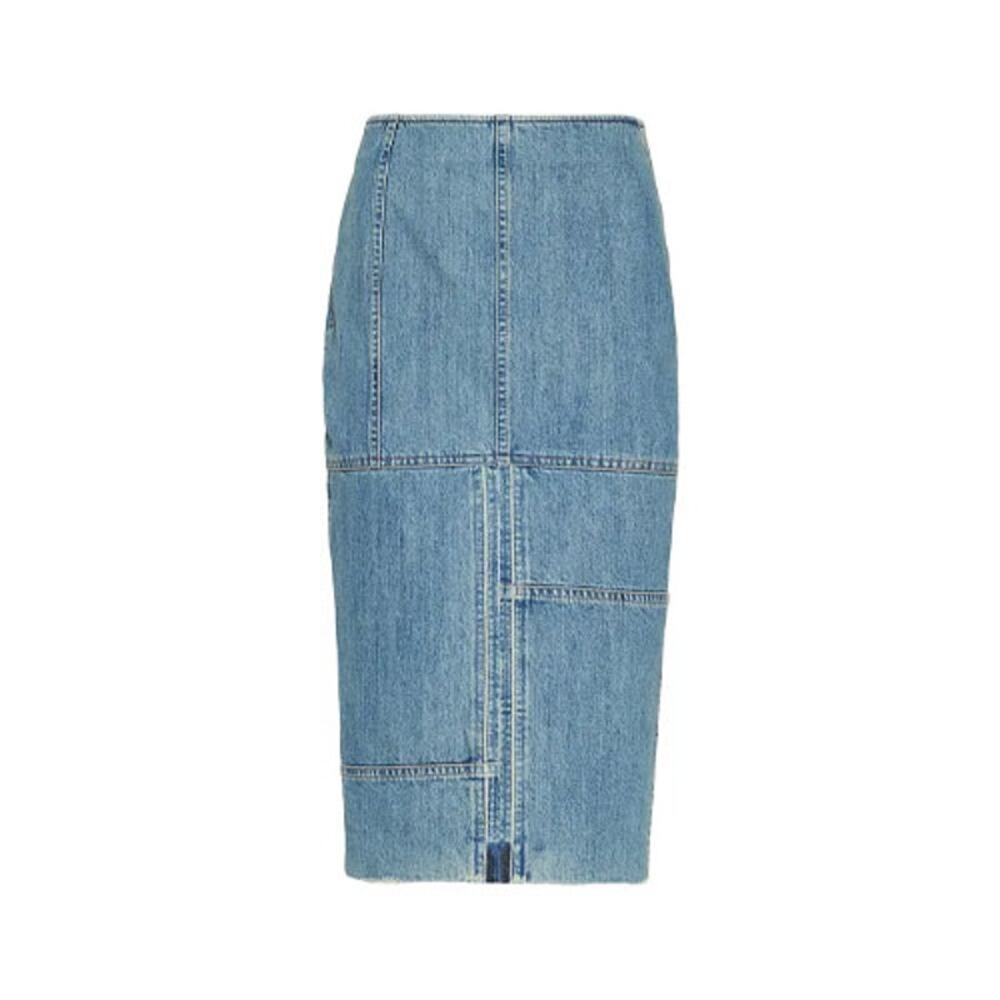 MIU MIU Gonna Denim Patchwork Midi Skirt - Size 38